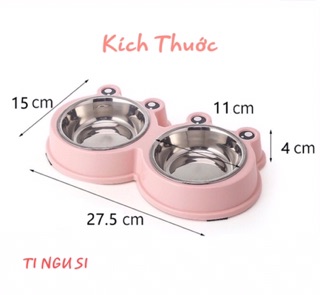 Bát Ăn Đôi Inox Cho Chó Mèo Hình Ếch