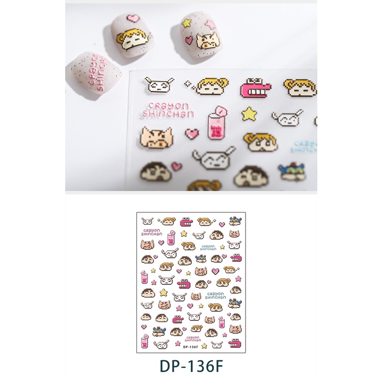 Hình Dán Móng Tay In Nổi Họa Tiết Cậu Bé Bút Chì Shin-Chan Dùng Trang Trí Móng Tay Có Thể Đeo Lại
