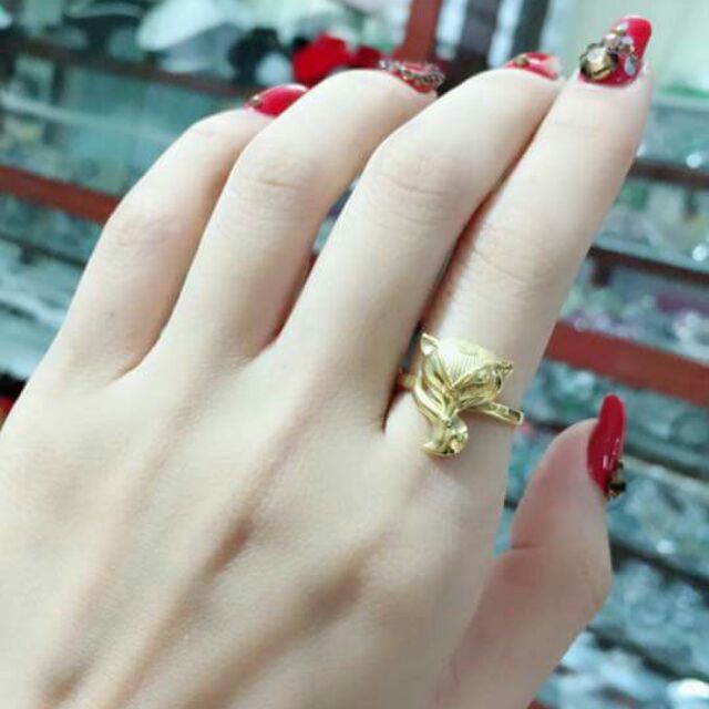 Nhẫn hồ li bạc xi vàng tây thật