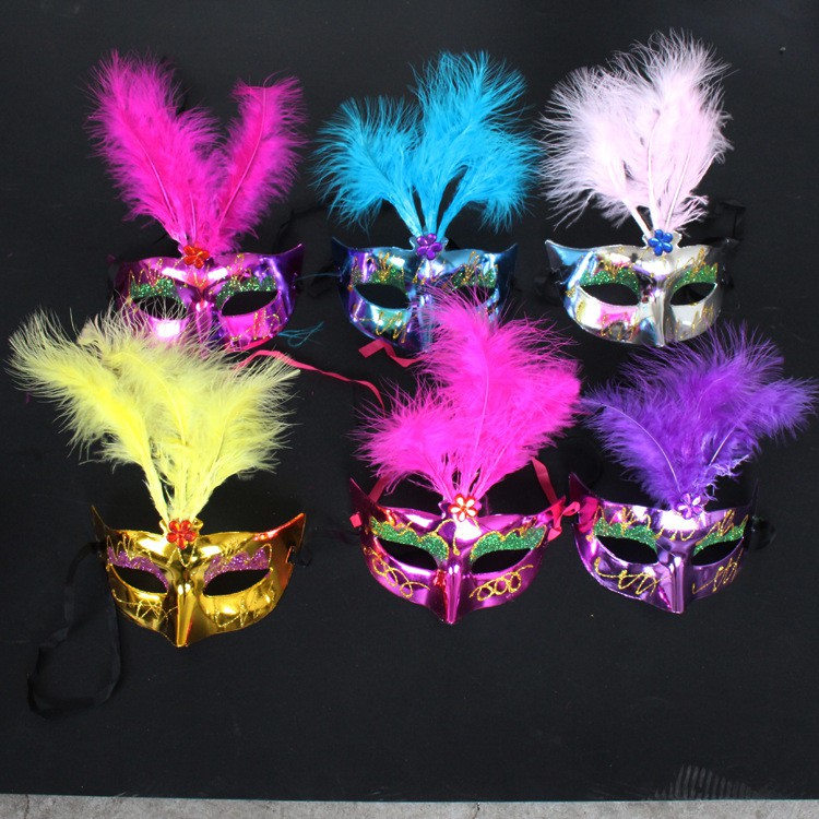 Mặt nạ lông vũ nửa mặt hóa trang cho nam và nữ-Mặt nạ hóa trang halloween,lẽ hội, bữa tiệc