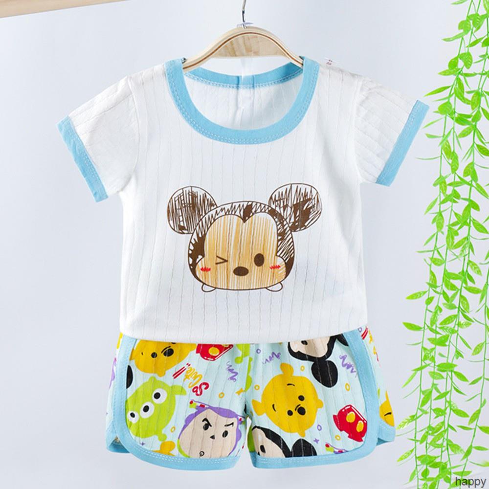 Set Áo Thun Tay Ngắn &amp; Quần Short Cotton Phối Lưới Thời Trang Mùa Hè Cho Bé Sơ Sinh
