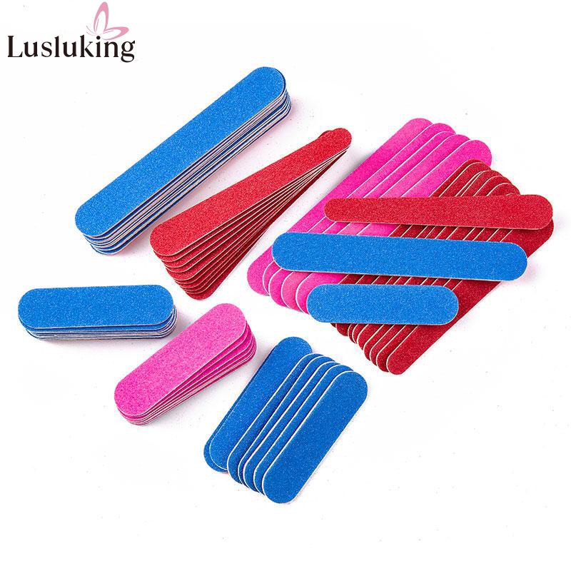 Bộ 50/100 thanh giũa móng tay LUSLUKING hai mặt 180/240