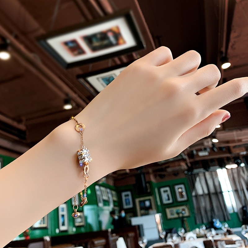 Vòng tay thép titan không phai màu mặt số La Mã thời trang cho nữ