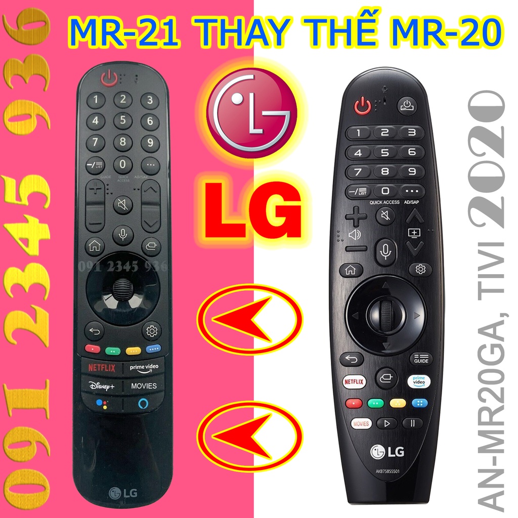 Remote Điều khiển tivi LG mẫu năm 2020 có Chuột bay có Giọng nói tặng Pin . Magic Remote AN-MR21GA , Made in INDONESIA