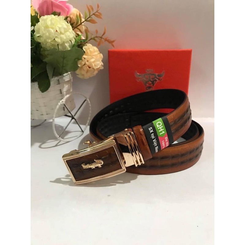 DÂY LƯNG DA BÒ THẬT  in vân da cá sấu cực độc lạ