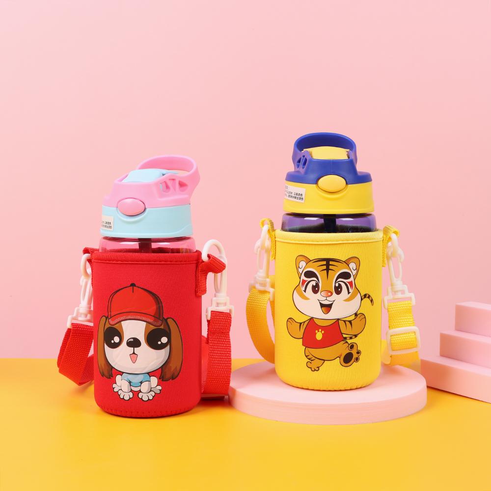 Bình Uống Nước Trong Suốt Không BPA Có Ống Hút Cho Bé