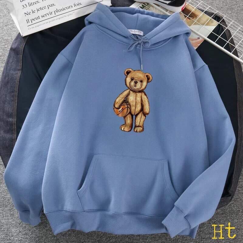 kho sỉ giá rẻ- Áo hoodie gấu cầm bóng HT11