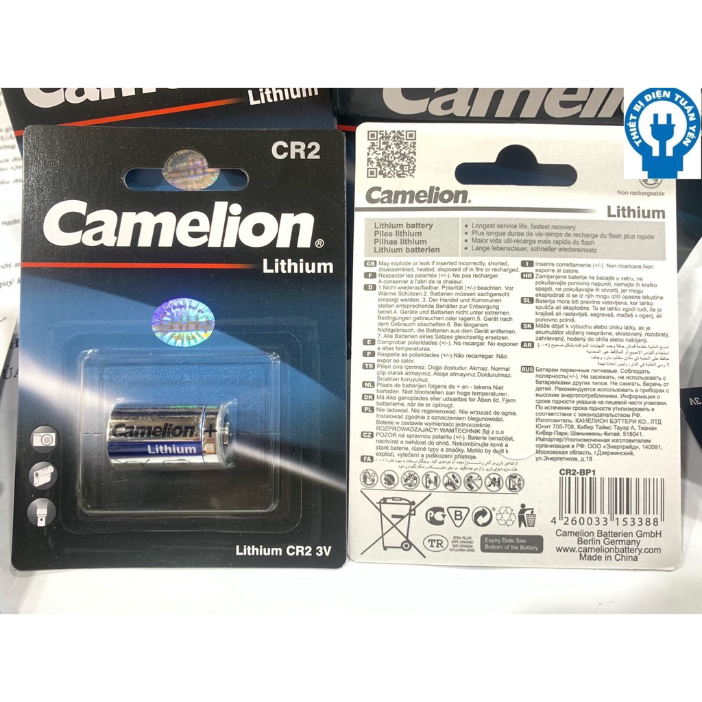 [CHÍNH HÃNG] PIN CR2 PIN CR123A CAMELION (3V ) LITHIUM , PIN MÁY ẢNH CR123 PIN 3V (VỈ 1 VIÊN)