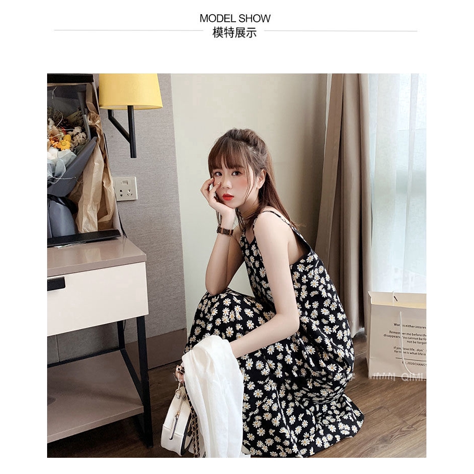 Đầm chiffon in hoa cúc nhỏ