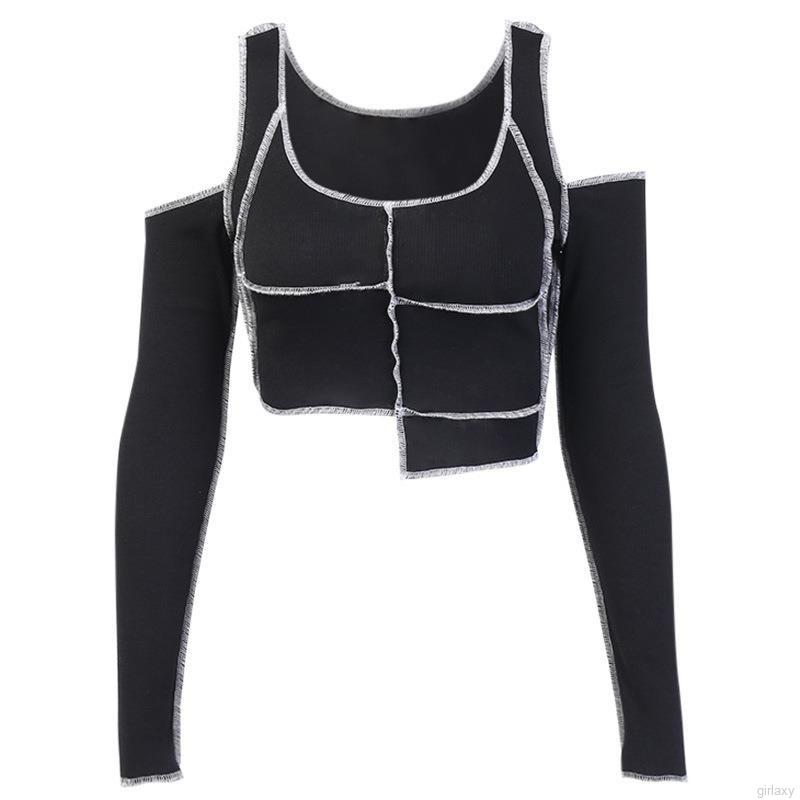 Áo Thun Tay Dài Hở Vai Kiểu Dáng Độc Đáo Phong Cách Hàn Quốc