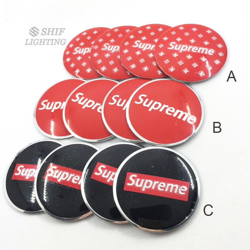 Decal dán mâm xe hơi hình Logo Supreme