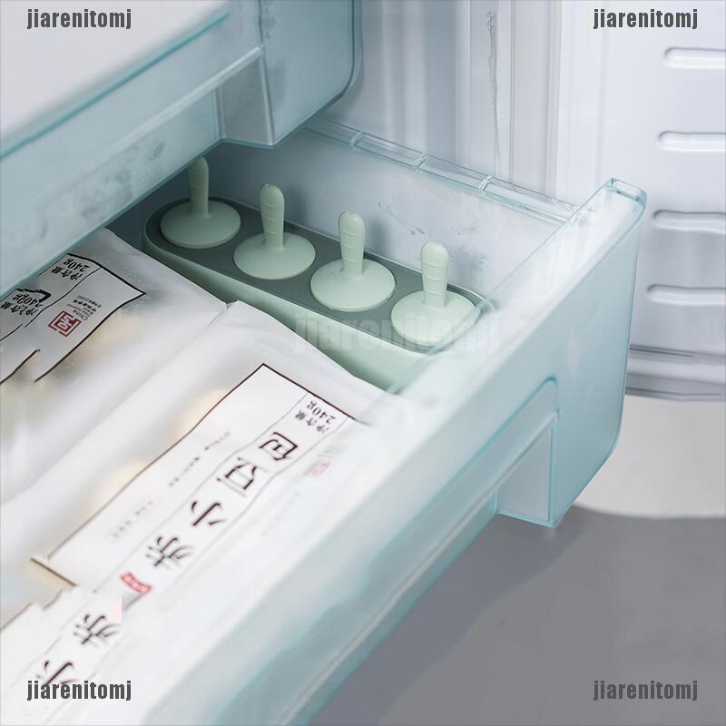 （jiarenitomj）4grid  Ice Cream Mold Summer Homemade Ice Pop Making Box Ice Cream Tools