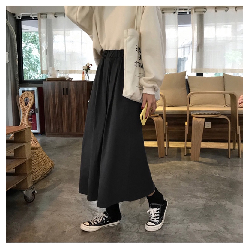 SUXI Đầm chữ A midi dáng dài thời trang Hàn Quốc cho nữ