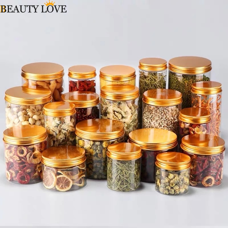 Hộp Nhựa Đựng Bánh Kẹo / Đồ Tráng Miệng / Bánh Ngọt / Mỹ Phẩm Có Nắp Bằng Nhôm 8 Kích Cỡ 250ml - 1000ml