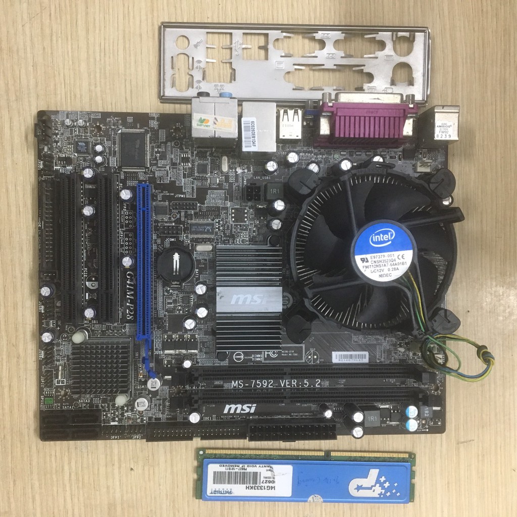 Combo main MSI G41 DDRIII 4gb + E8400 +Quạt +Fe