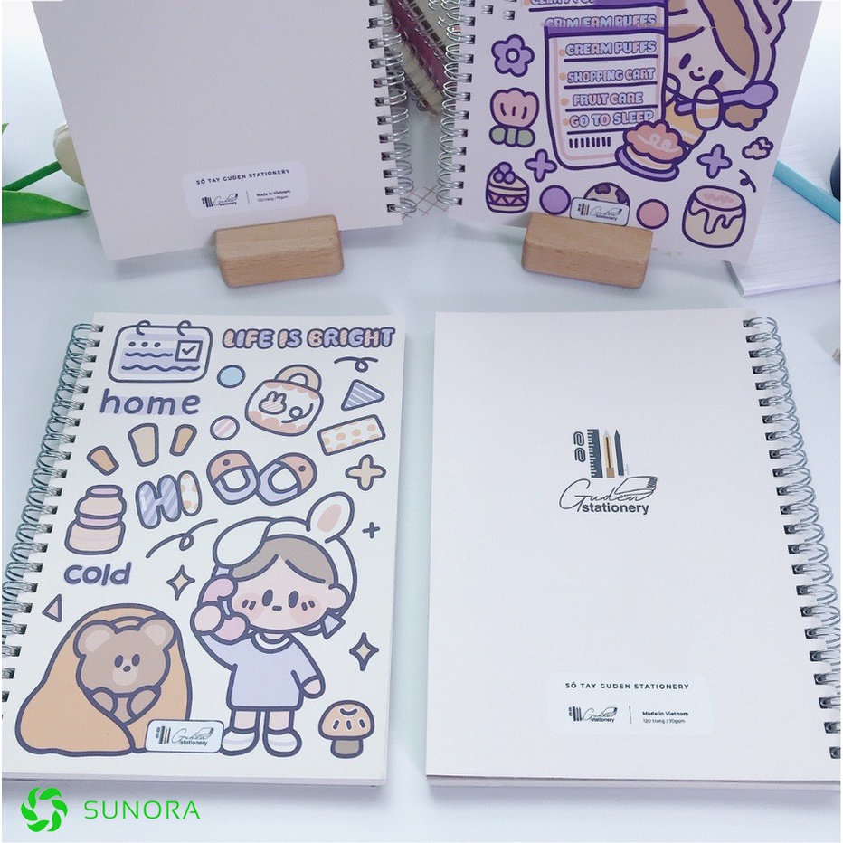 Sổ Tay A5 Gáy Xoắn Giấy Đẹp Kẻ Ngang 120 Trang Notebook Dễ Thương