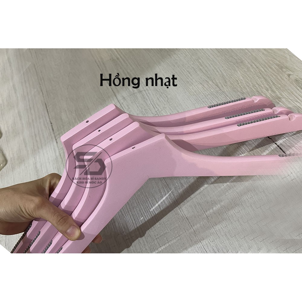 Móc Gỗ Treo Quần Áo Gỗ Hồng 44cm Đầu Móc Vàng (10 móc)