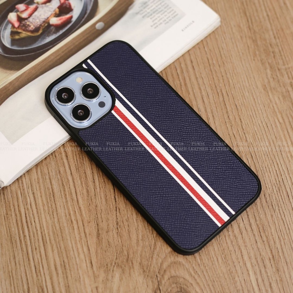 Ốp da thủ công viền đen Epsom TB dành cho IPhone 14/14Plus/14Pro/14Promax/13/13Pro/13Promax/12/12Pro/12Promax ODTC112