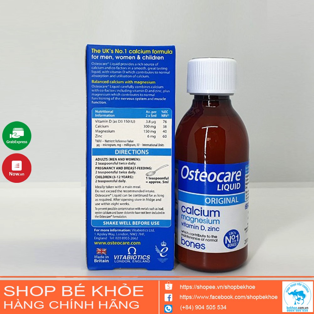 Canxi nước Osteocare Liquid 200ml - Osteocare Calcium Magnesium VitaminD Zinc