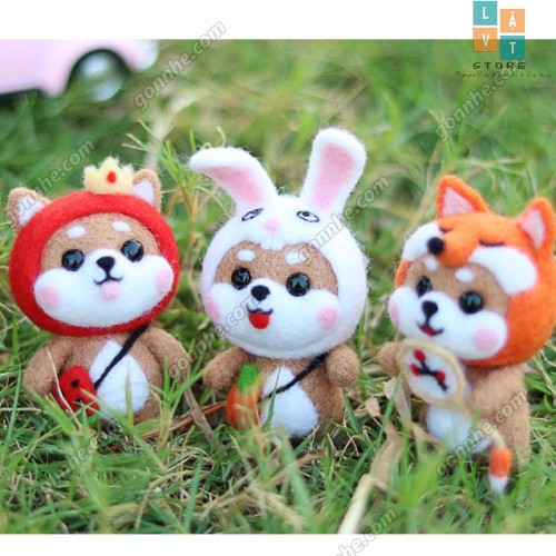 Bộ len chọc có hướng dẫn Tân Binh Shiba 2, needle felting Shiba có video, giấy làm quà tặng đặc biệt handmade