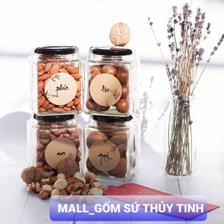 Hũ thủy tinh lục giác nắp thiếc 500ml / lọ thủy tinh đựng gia vị 500ml