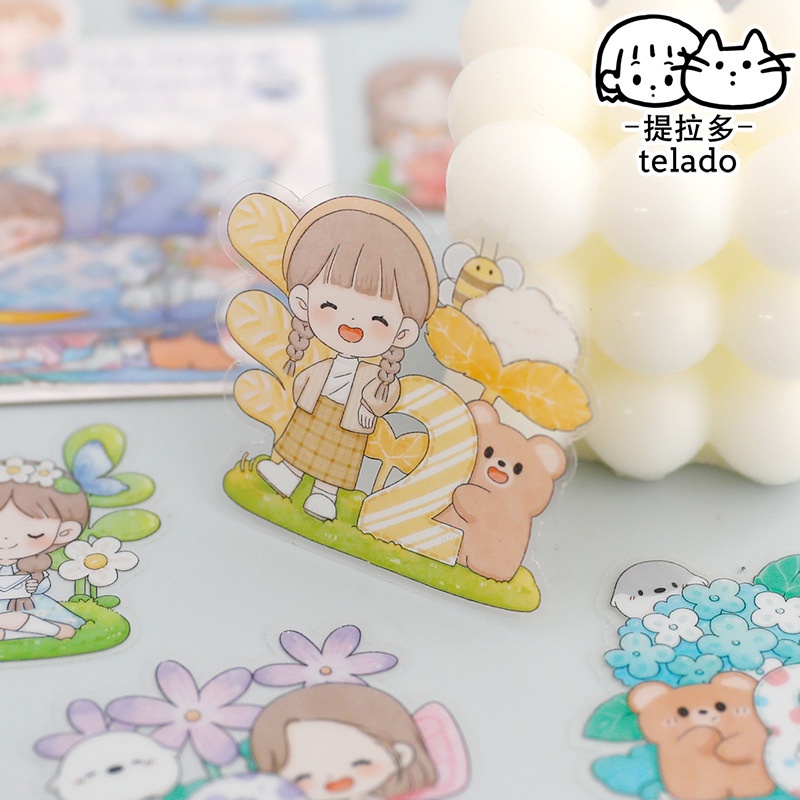 Set 30 miếng hình dán không thấm nước, Túi sticker họa tiết Telado xinh xắn trang trí sổ tay, sticker cute