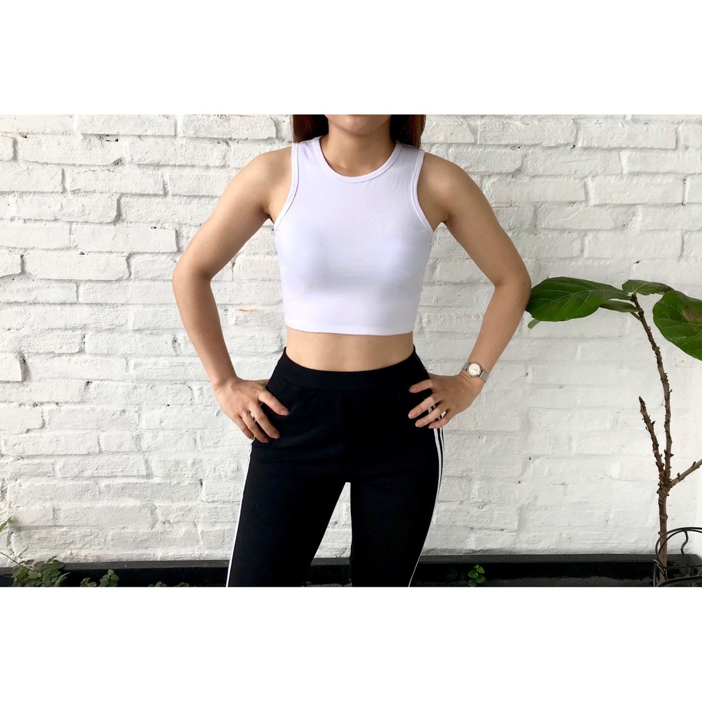 [Free ship đơn trên 50k] Áo thun croptop ba lỗ nữ, áo ba lỗ nữ màu trắng đen, co dãn 4 chiều