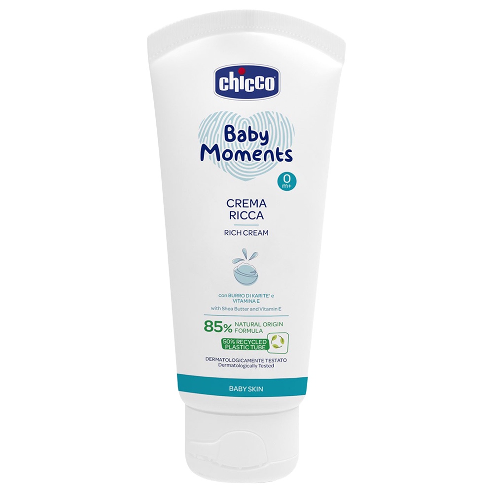 Kem dưỡng ẩm Omega &amp; Vitamin E CHICCO 100ml, kem cấp ẩm thiên nhiên cho bé 0M+ - Monnie Kids