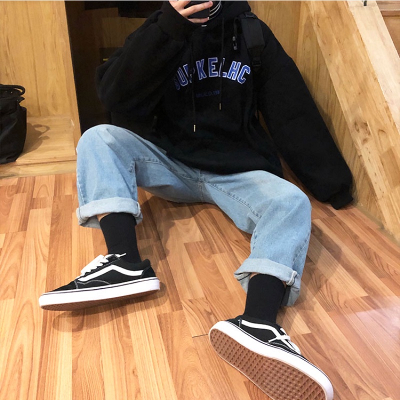 Áo hoodie tay dài lót nhung dày dặn in chữ phong cách Hàn Quốc thời trang mùa đông cho nam size M-5XL