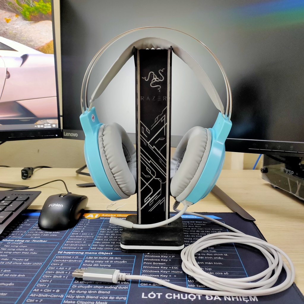 Headphone cho PC-Laptop Glint Thunder G12 xanh chín Led RGB siêu đẹp