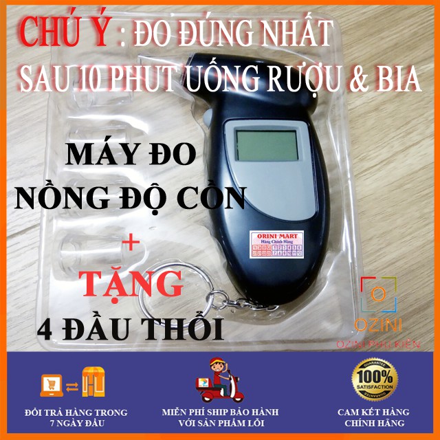 Máy Đo Nồng Độ Cồn Chính Xác Tuyệt Đối, máy kiểm tra cồn Alcohol Test Tặng kèm 4 đâu thổi