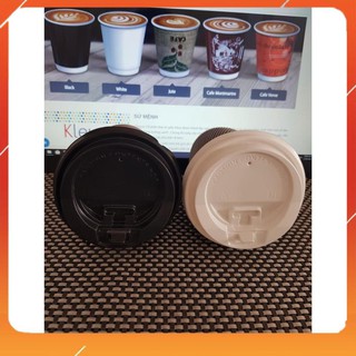 [FreeShip – Ly Giấy]
 Nắp Nhựa Cốc Nóng Size 90mm Màu Đen và Trắng Có Nút Bật| Kleur Paper Cup