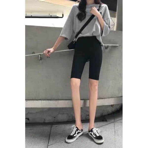 Q013 Quần legging dài lửng đùi ngố đẹp lỡ quần tập yoga nữ đen Thái ngắn mặc nhà lưng thun ôm bó sát rainbow co giãn tốt | BigBuy360 - bigbuy360.vn