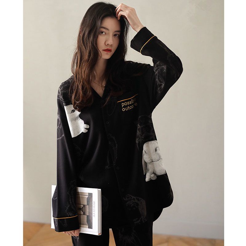 [M &amp; E] Bộ Đồ Ngủ Cotton Nguyên Chất Tay Dài Dáng Rộng Thời Trang Xuân Thu Có Thể Mặc Ở Nhà Năm 2021