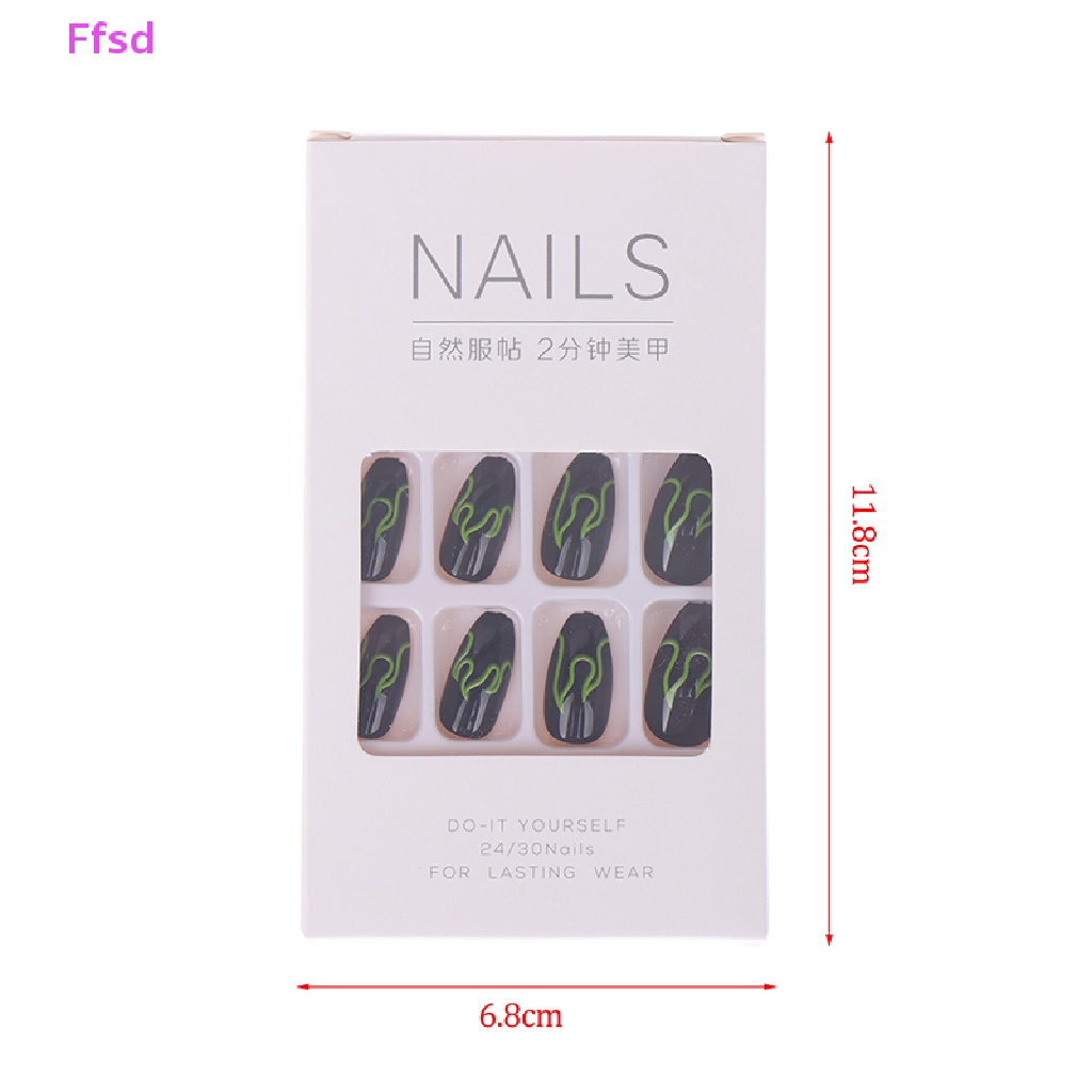 {Ffsd} Bộ 24 Móng Tay Giả Dạng Ấn Có Thể Tháo Rời * Bán Chạy