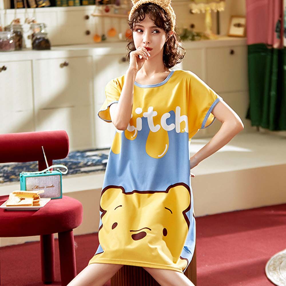 Bộ Đầm Ngủ 2 Món Dáng Rộng In Họa Tiết Hoạt Hình Doraemon / Gấu / Doraemon Dễ Thương Thời Trang Mùa Hè Cho Nữ