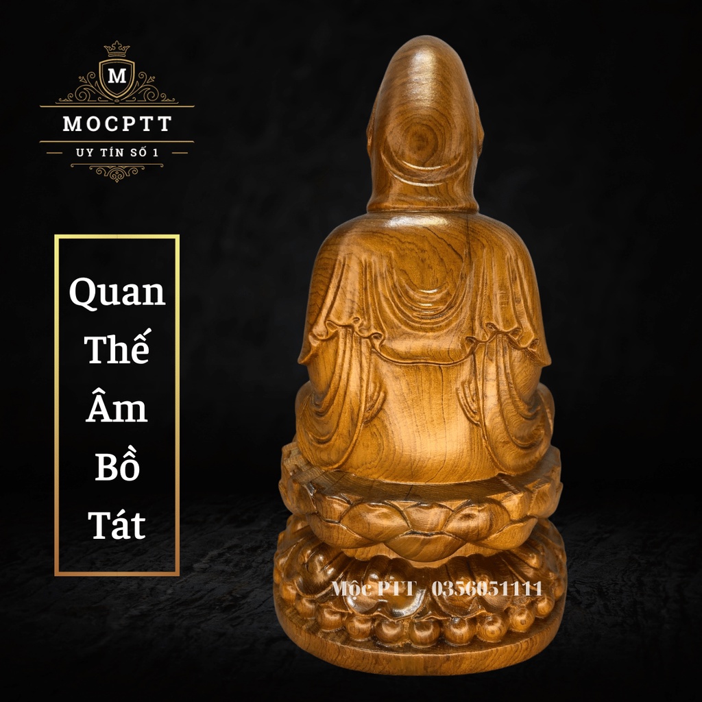 Tượng Phật Bà Quan Thế Âm Bồ Tát gỗ Hương Đá , B kích thước 15 x 8 x 8 Cm