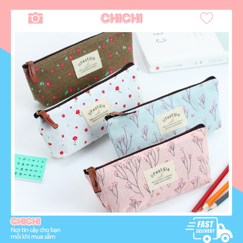 Túi vải canvas đựng bút ChiChi TV11 Túi đựng bút cute nhỏ dễ thương.