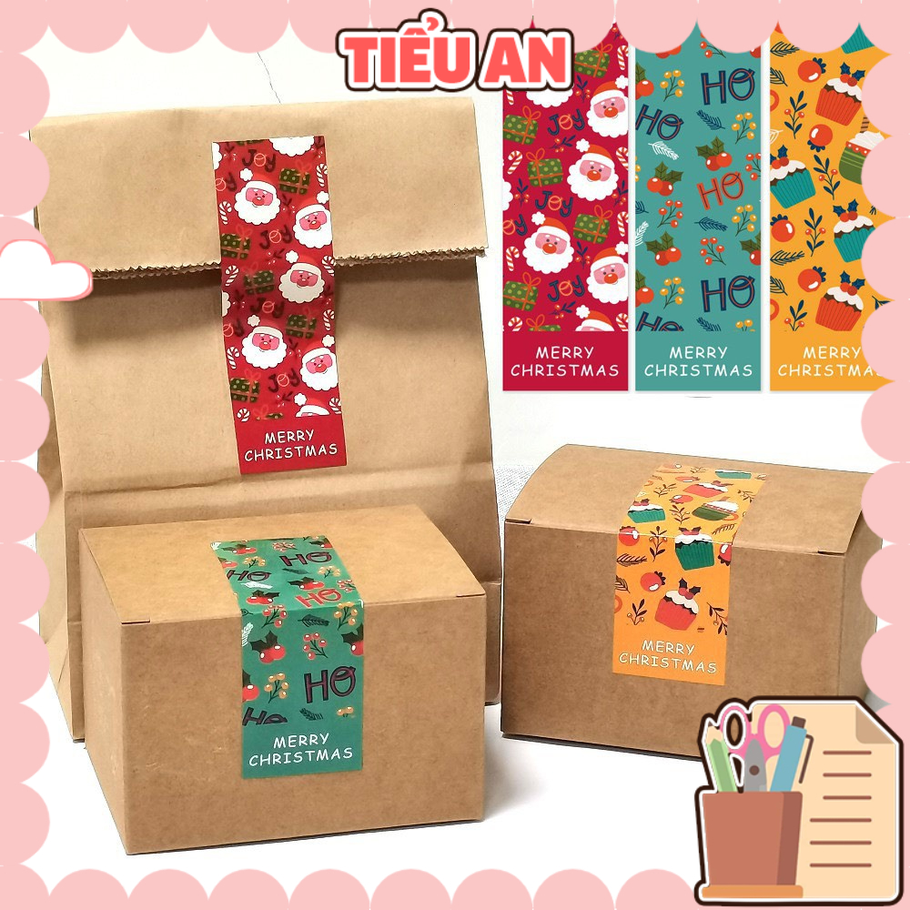 Set 2 Tờ (6 miếng) Nhãn Dán/  Dãy Sticker Dài Dán Hộp Quà &amp; Quà Tặng Kiểu Hallowen &amp; Noel Xinh Xắn