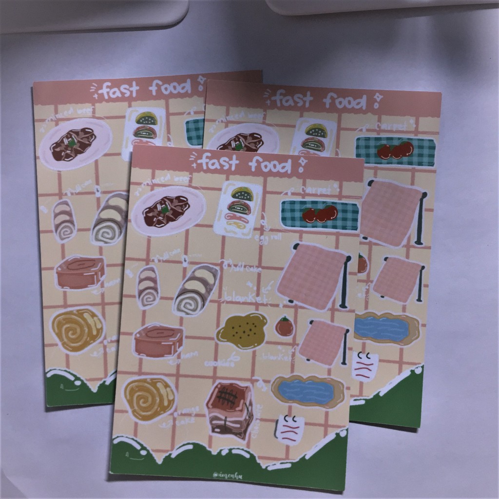 fast food sticker sheets// tấm sticker đồ ăn nhanh// imcnhunotes