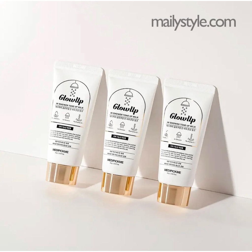 E92_Sữa Tắm Truyền Trắng Glowup In Shower Tone Up Milk Medipckme 80g