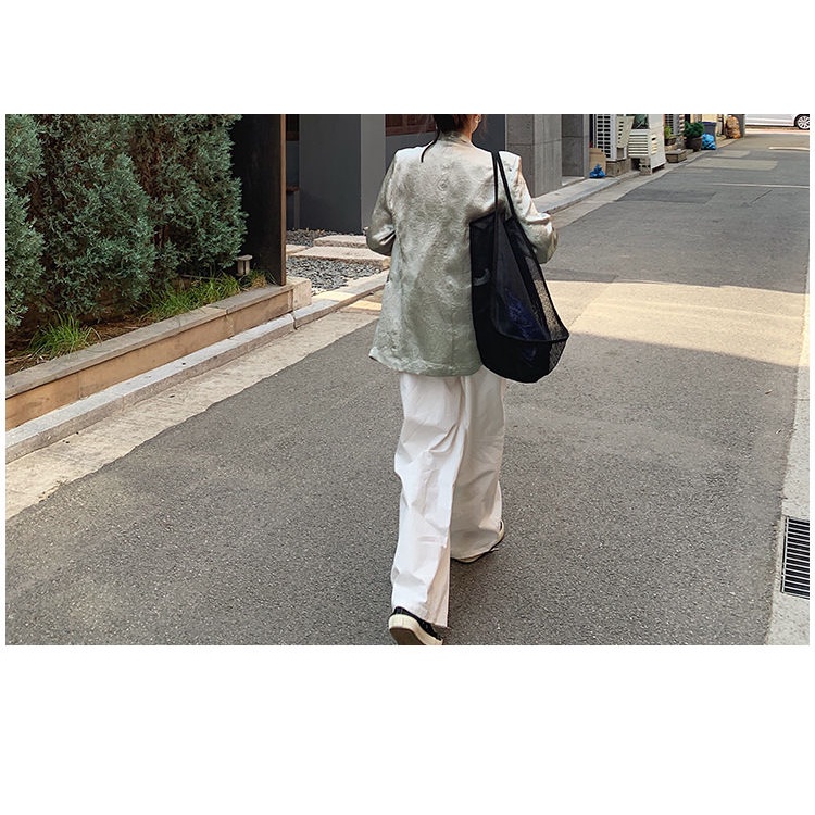 【Minimum order of two pieces】Large capacity black/yellow/green/khaki transparent mesh shoulder bag