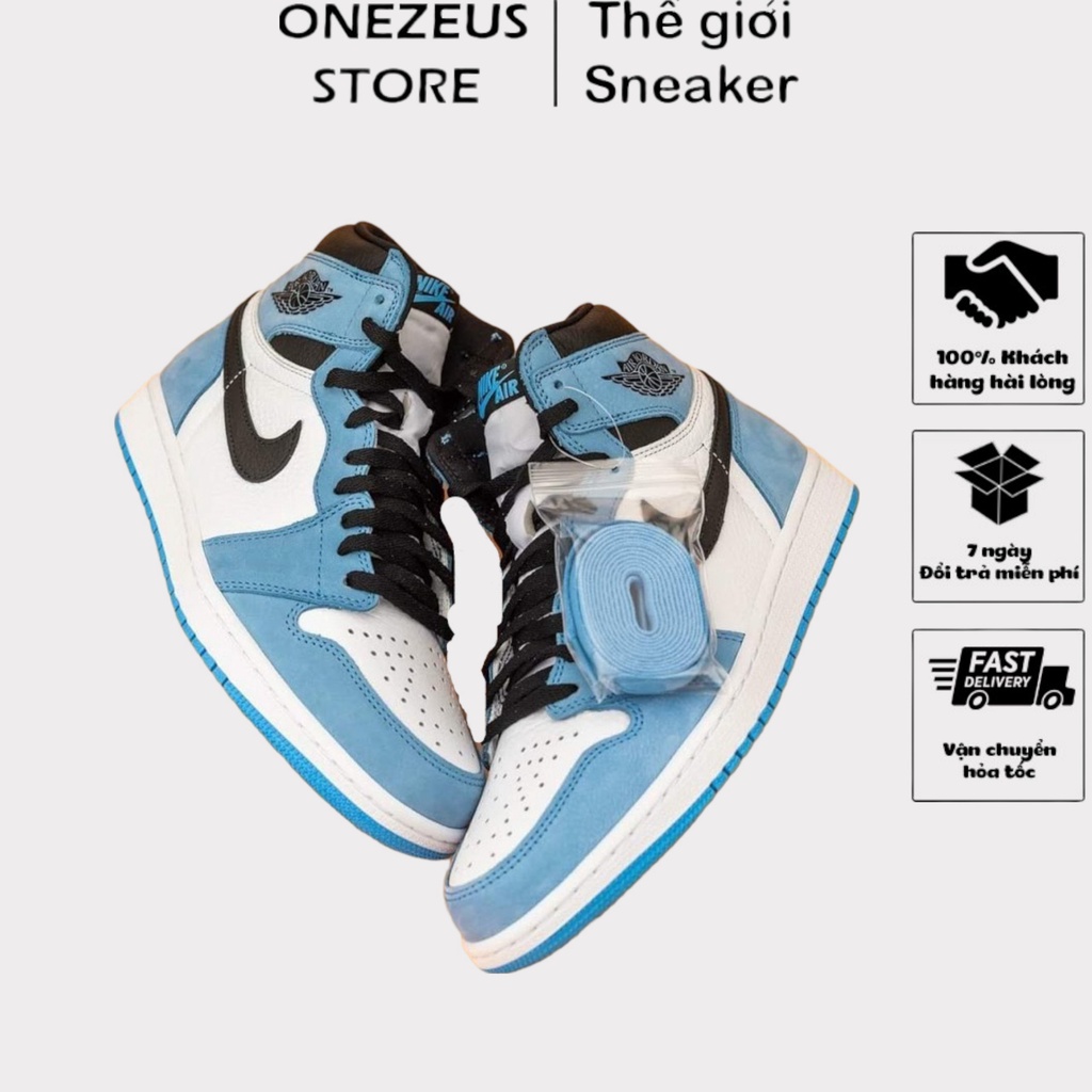 Giày Sneaker Air Jordan 1 university blue Cao Cổ, Giày JD1 xanh da trời baby cao cổ mới màu xanh ,Jordan university blue