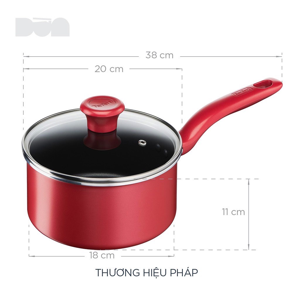 Quánh / nồi cán dài Tefal đỏ So Chef 18cm đáy từ chống dính G1352395