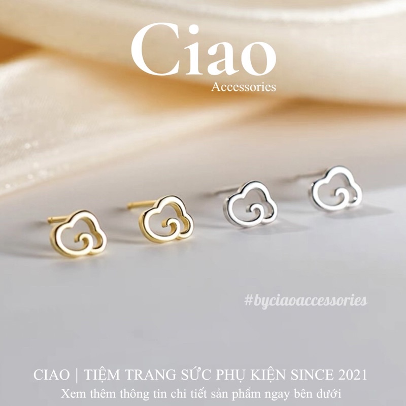 Khuyên tai/ Bông tai mạ bạc S925 thiết kế hình mây đơn giản Cloud Tiny Ciao