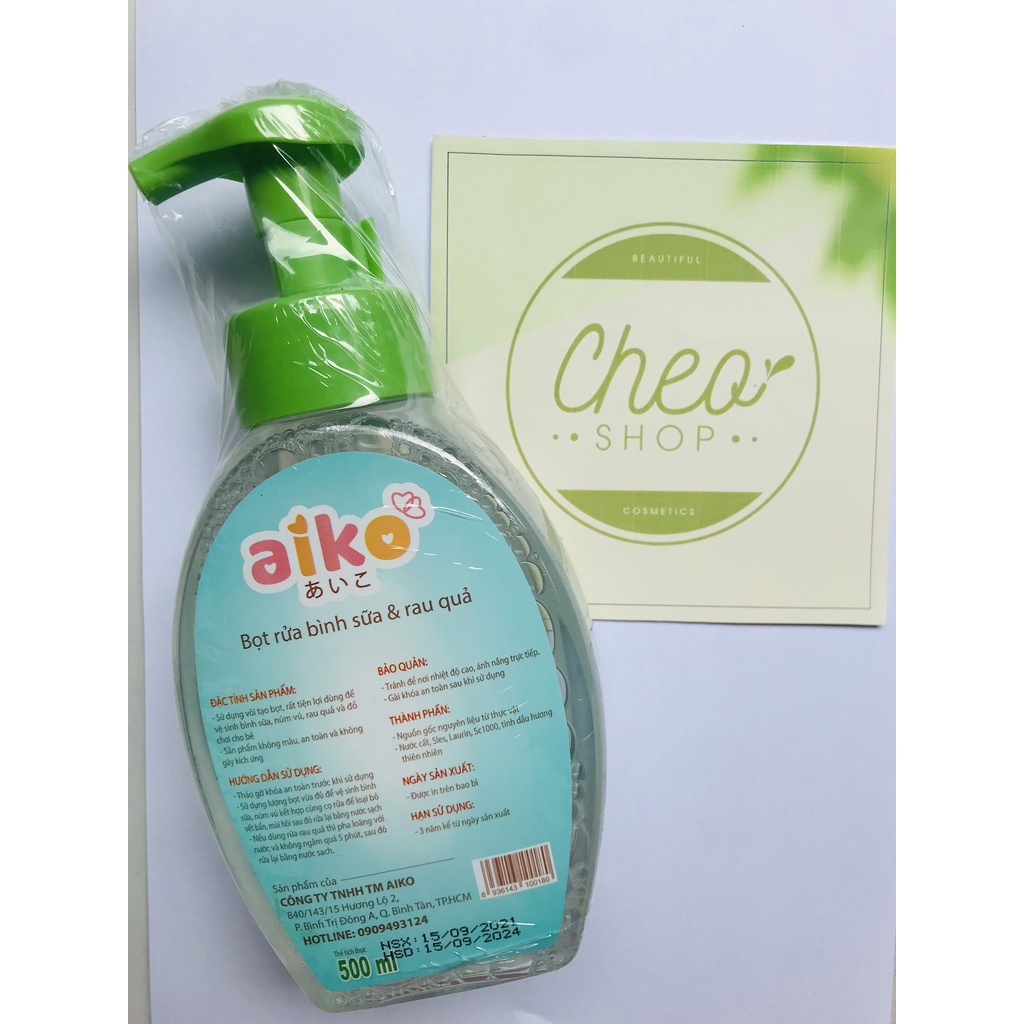 Nước rửa bình sữa tạo bọt aiko chai 500ml