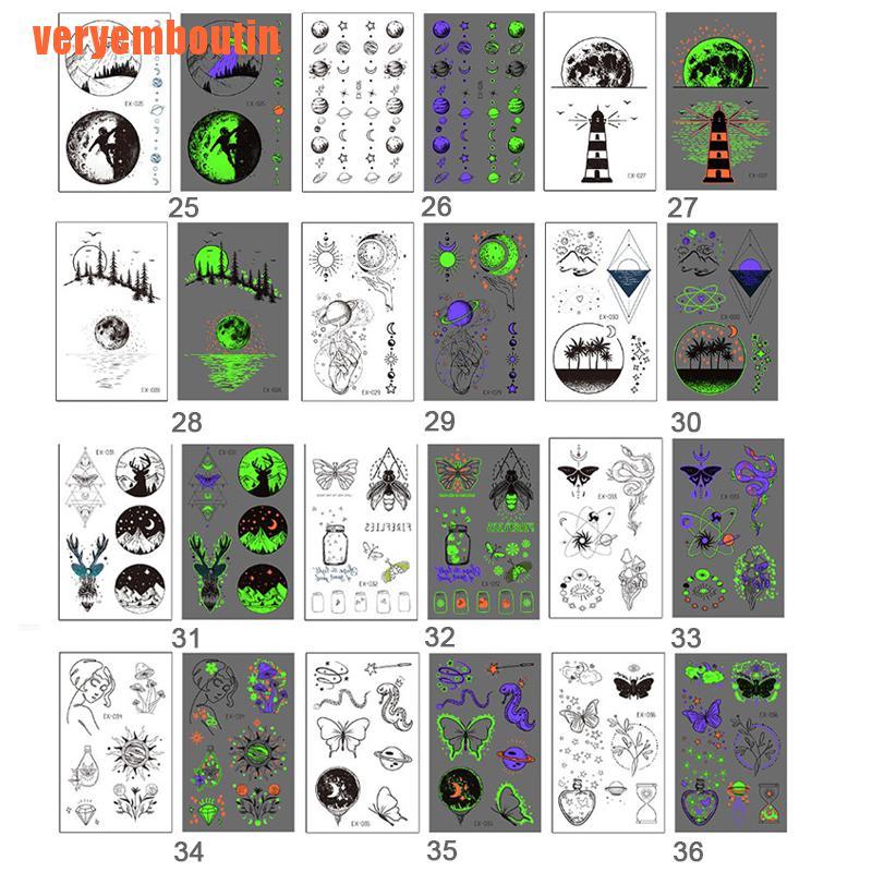 Hình Xăm Dán Tạm Thời Màu Dạ Quang Độc Đáo