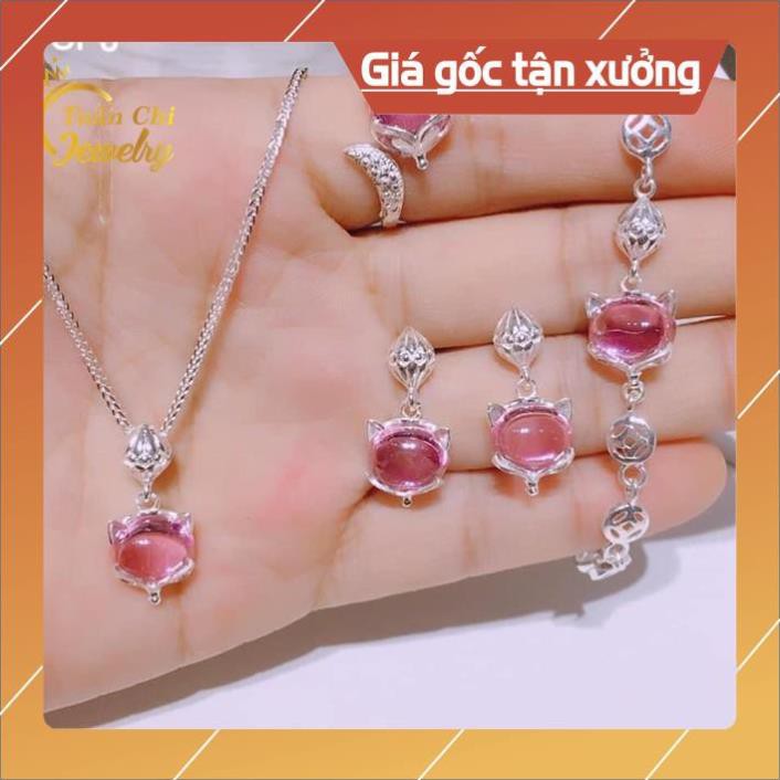 Set Hồ Ly Bạc 🍁 SALE SỐC 🍁 Bộ Trang Sức Hồ Ly Bạc Cao Cấp Kết Hợp Đá Phong Thủy Theo Mệnh Mang Lại May Mắn FREE SHIP