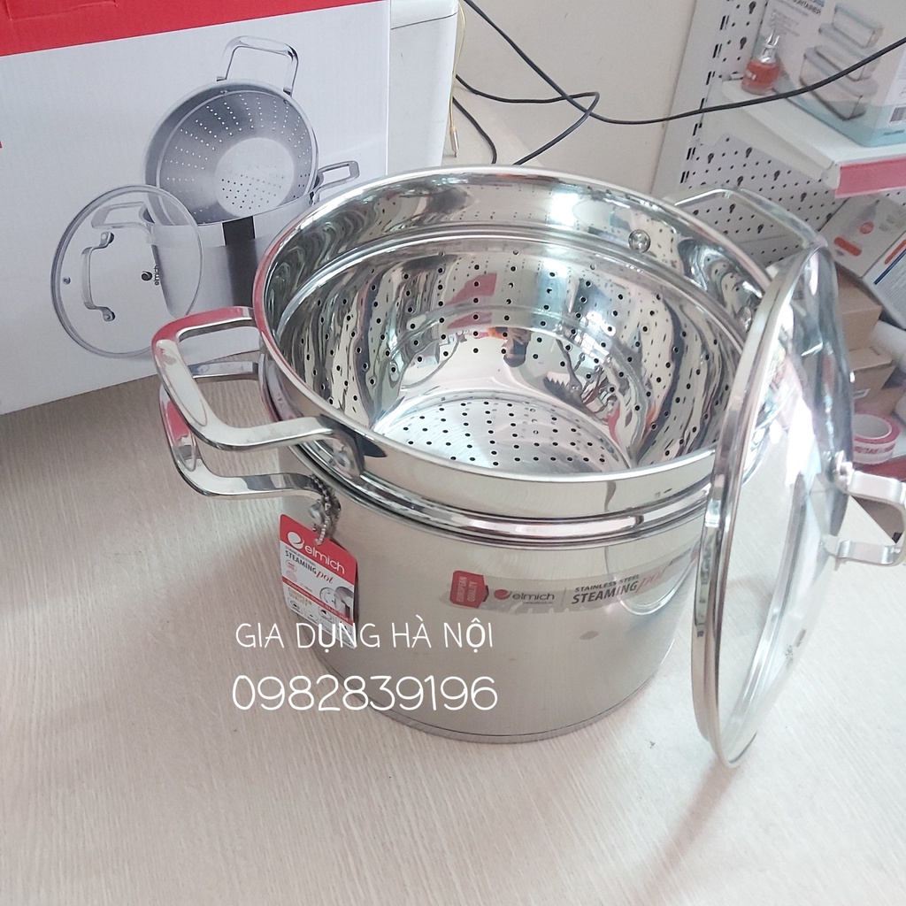 Nồi hấp inox ELMICH 26CM 3361 20cm , Hấp gà nguyên con 5 LỚP ĐÁY, NHẬP KHẨU SÉC