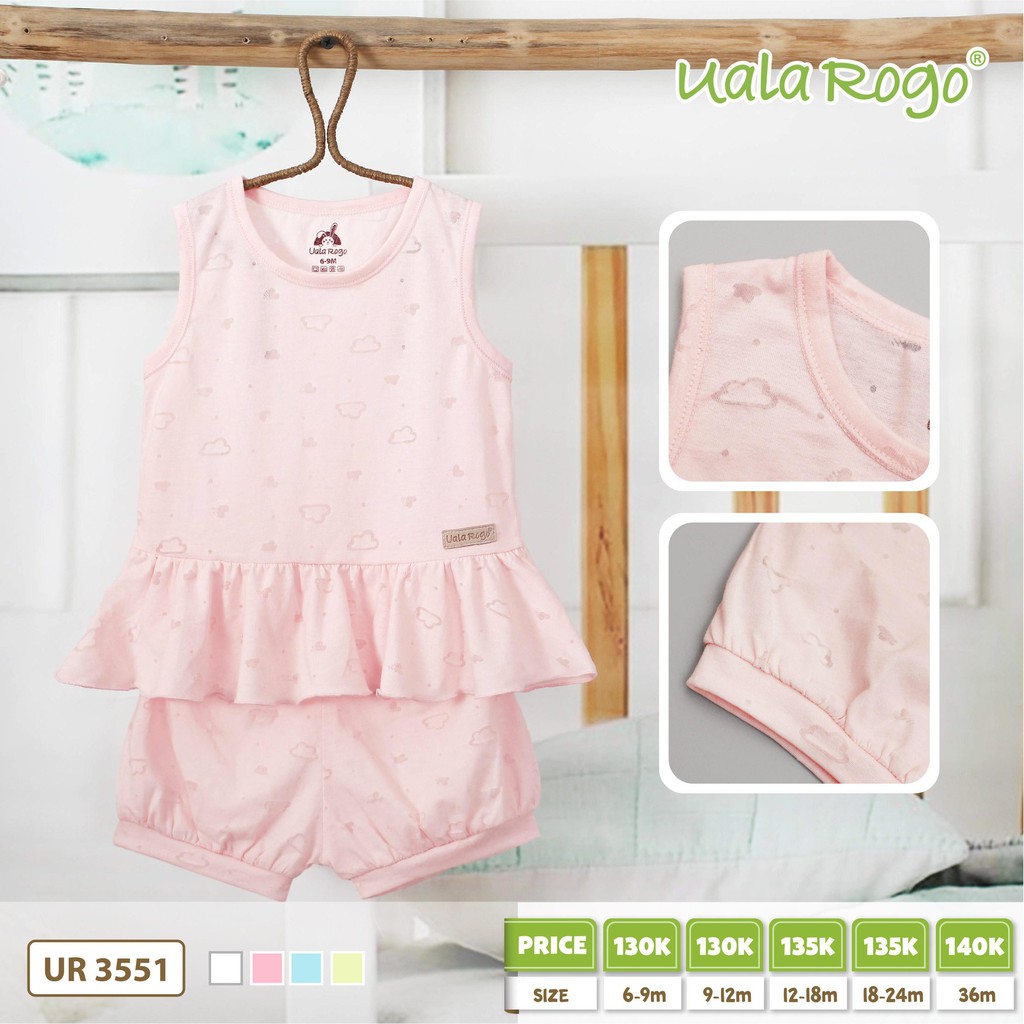 Bộ ba lỗ UalaRogo vải mây hở cho bé UR3551